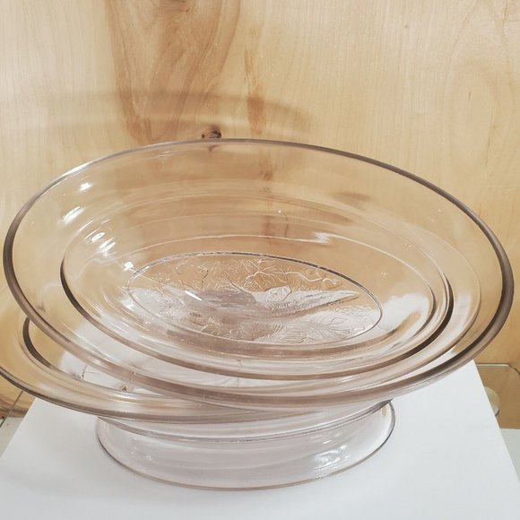 Pheasant and Ivy Lid Oval Dish 9.75"L clear with pink cast - Picture 3 of 12